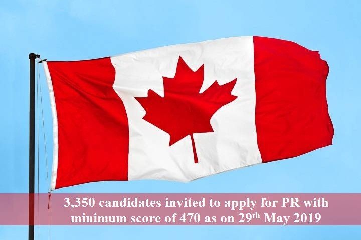 3,350 candidates invited to apply for PR with minimum score of 470 as on 29th May 2019